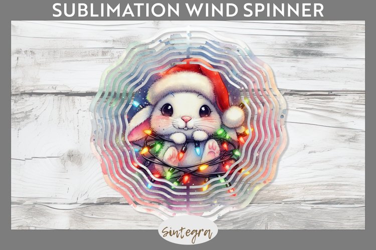Christmas Bunny v4 Entangled in Lights Wind Spinner Sublimat