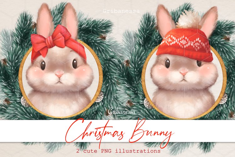 Christmas Bunny PNG clipart. Christmas sublimation design example image 1