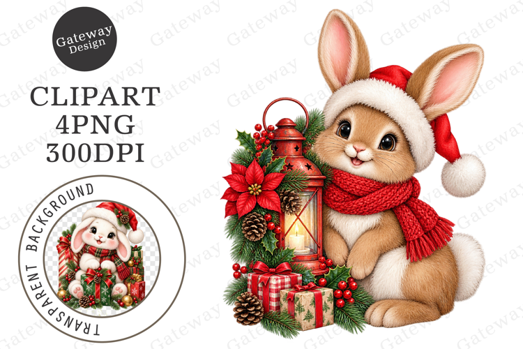 Christmas Bunny Clipart PNG
