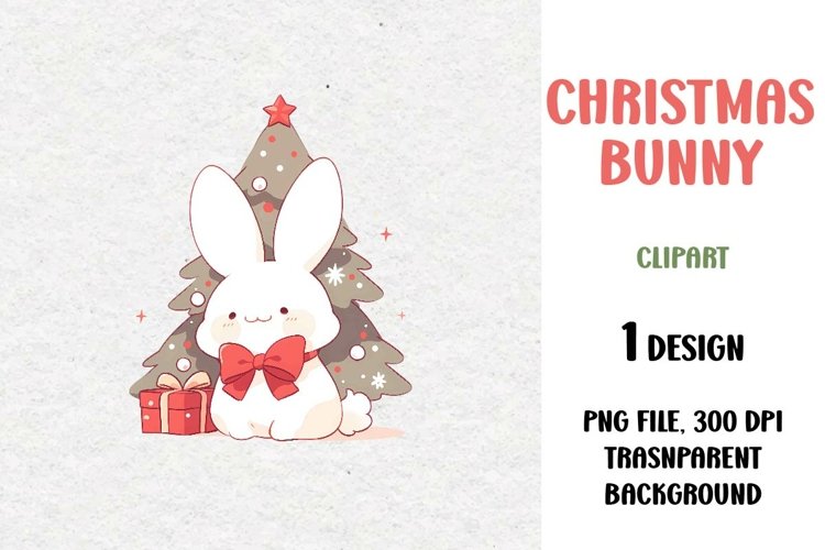 Christmas Bunny, Clipart, PNG example image 1