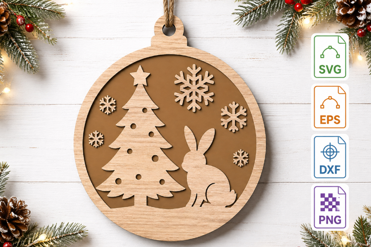 Christmas Bunny SVG Laser Cut