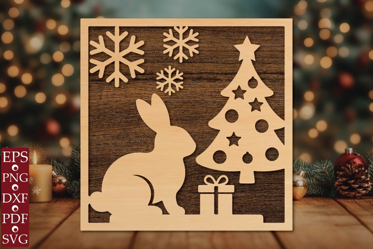 Christmas Bunny SVG Laser Cut