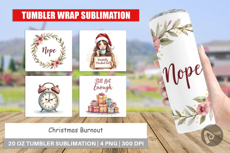 Tumbler Watercolor Christmas Burnout