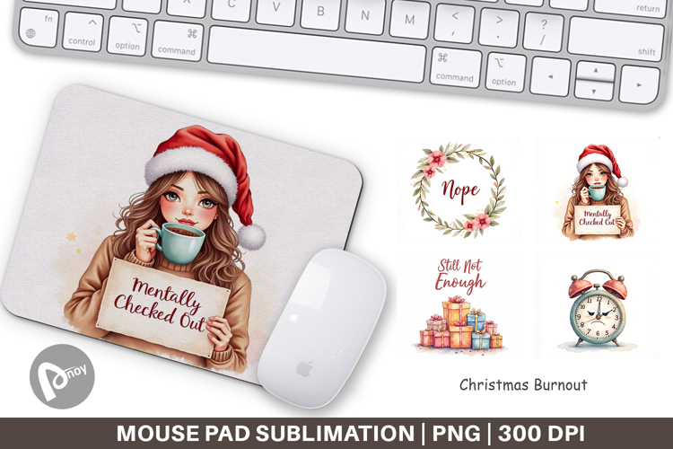 Mouse Pad Watercolor Christmas Burnout