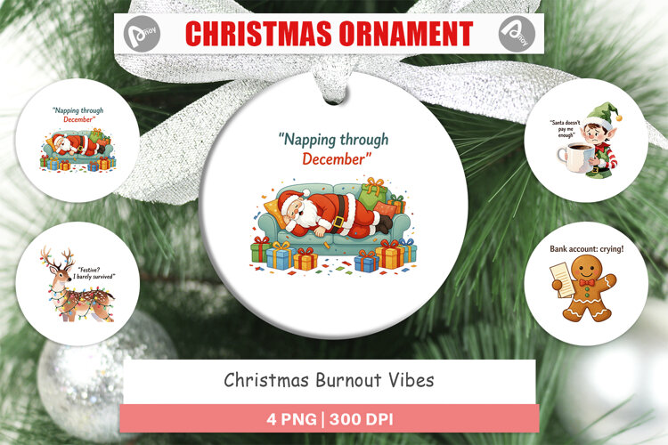 Ornament Christmas Burnout Vibes Quotes example image 1