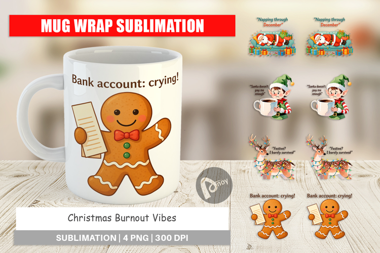 Mug Wrap Christmas Burnout Vibes Quotes
