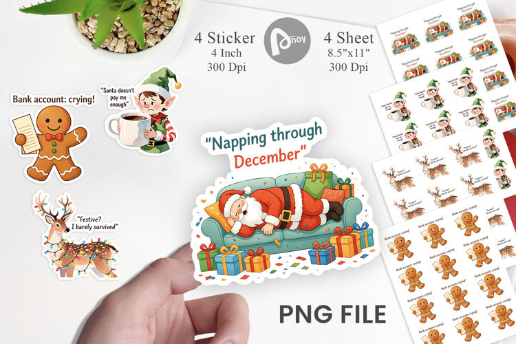 Sticker Christmas Burnout Vibes Quotes