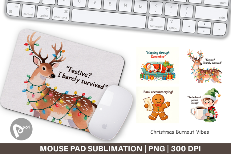 Mouse Pad Christmas Burnout Vibes Quotes