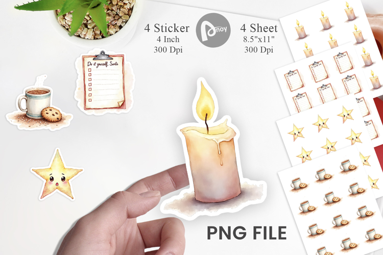 Sticker Watercolor Christmas Burnout