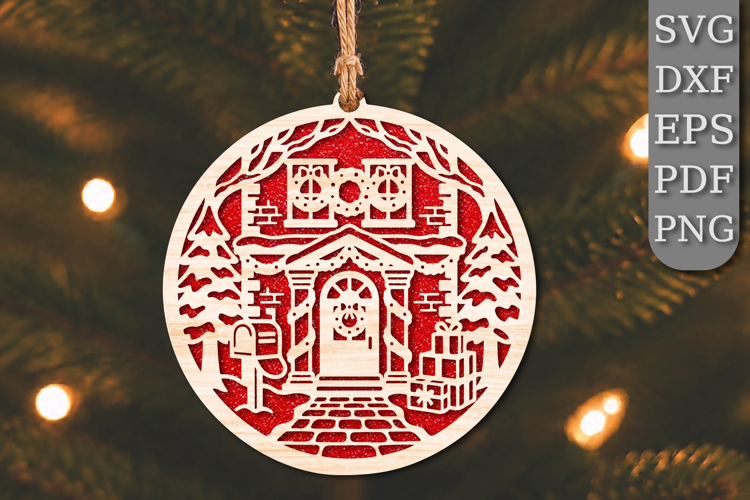 Christmas Cabin Front Door Laser Cut SVG