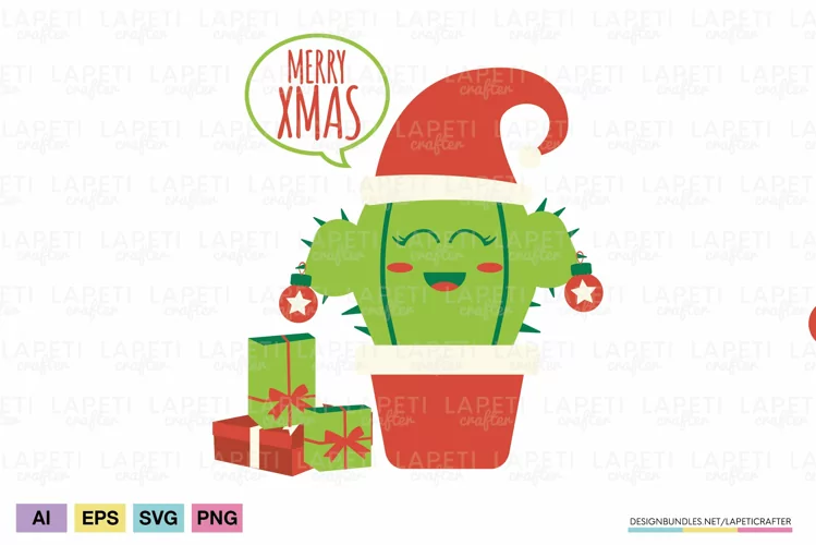 Christmas cactus vectorial illustration | Funny Christmas