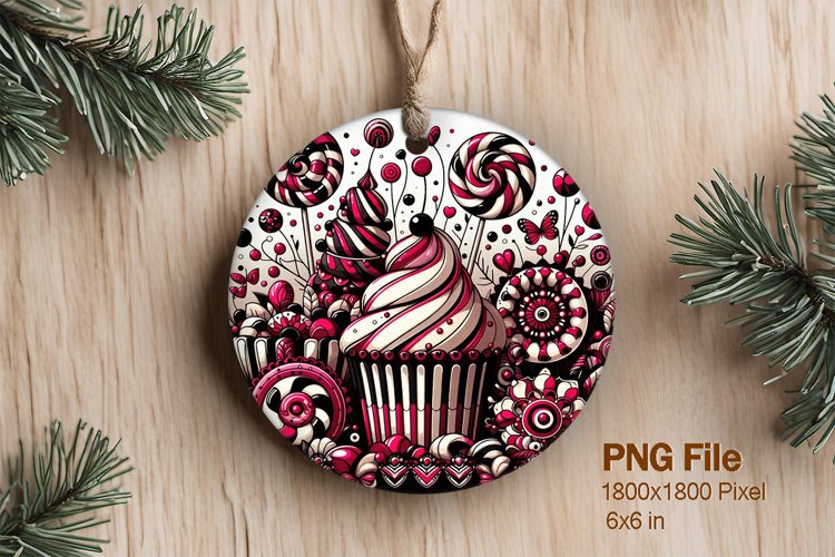 Christmas Cake Ornament Round Circle Decorate Sublimation example image 1