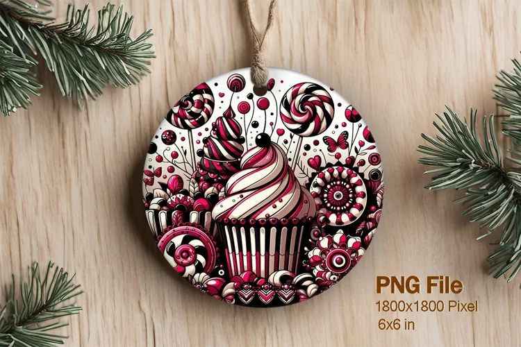 Christmas Cake Ornament Round Circle Decorate Sublimation