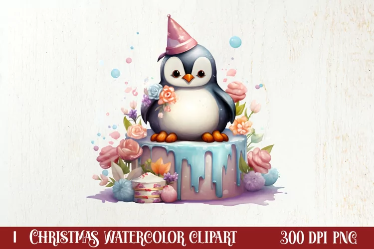 Christmas Cake Watercolor Clipart Sublimation, Christmas PNG