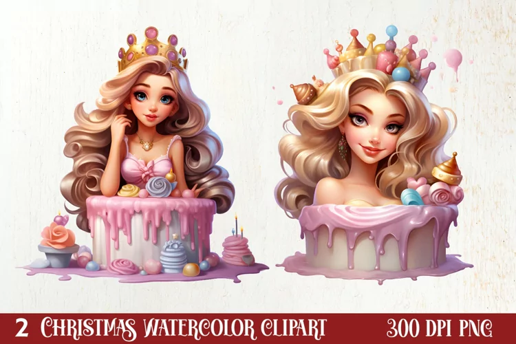 Christmas Cake Watercolor Clipart Sublimation, Christmas PNG