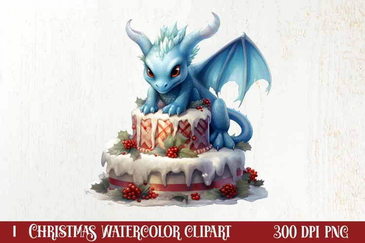 Christmas Cake Watercolor Clipart Sublimation, Christmas PNG