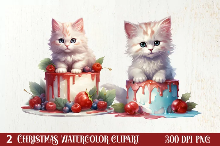 Christmas Cake Watercolor Clipart Sublimation, Christmas PNG