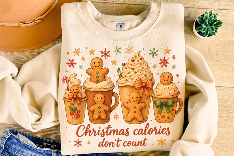 Christmas Gingerbread PNG, Christmas Calories Dont Count