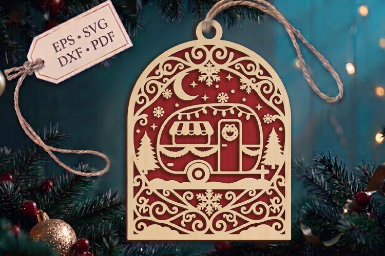 Christmas Camper Trailer Laser Cut SVG example image 1