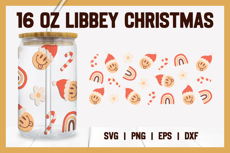 Christmas Glass Wrap SVG - Libbey Glass Wrap SVG | 16oz Cup