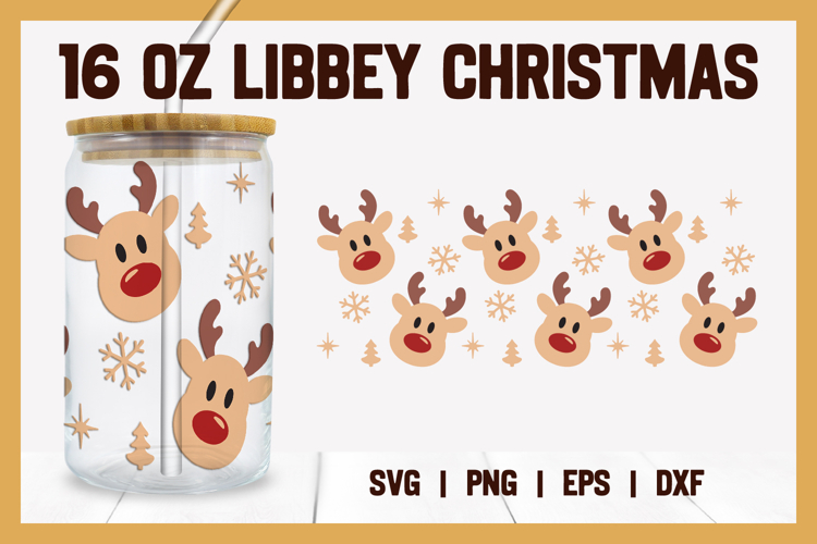 Christmas Glass Wrap SVG - Libbey Glass Wrap SVG | 16oz Cup