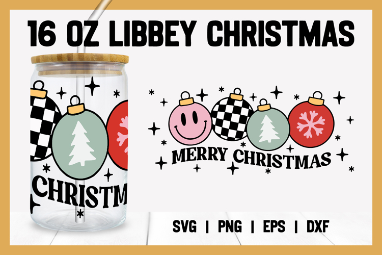 Christmas Glass Wrap SVG - Libbey Glass Wrap SVG | 16oz Cup