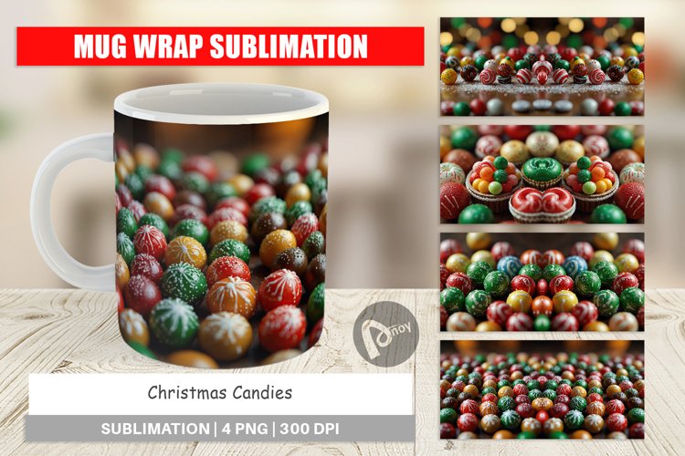 Mug Wrap Design Christmas Candies