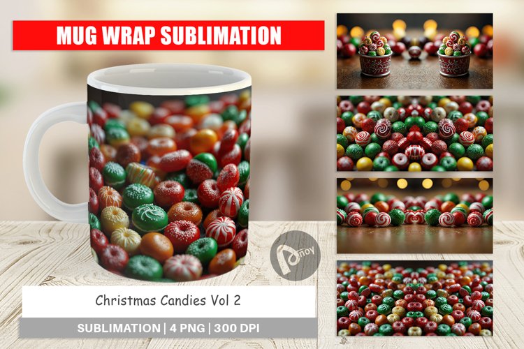 Mug Wrap Design Christmas Candies