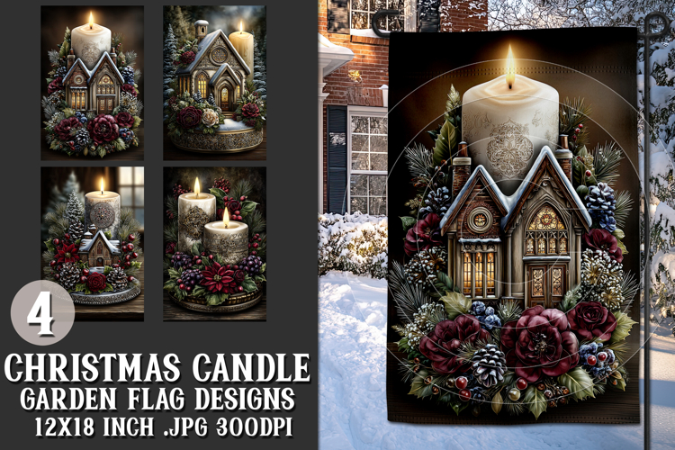 Christmas Garden Flag, Christmas Candle Garden Flags, s1