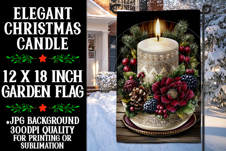 Christmas Garden Flag, Christmas Candle Garden Flag, d10
