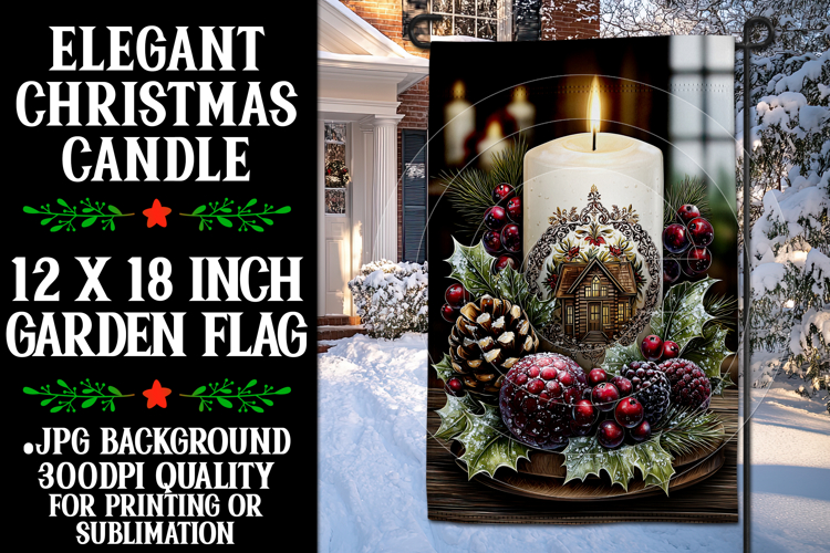 Christmas Garden Flag, Christmas Candle Garden Flag, d11