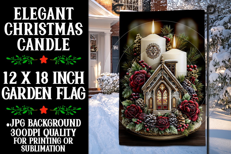 Christmas Garden Flag, Christmas Candle Garden Flag, d12
