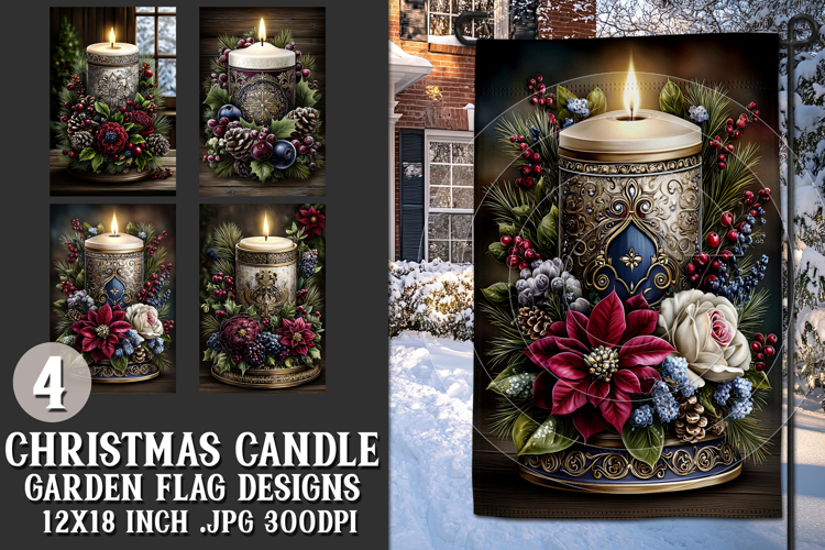 Christmas Garden Flag, Christmas Candle Garden Flags, s2