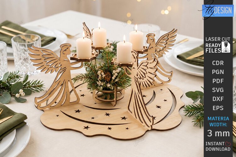 Christmas Candle Centerpiece Laser Cut | 3D Candle Holders example image 1
