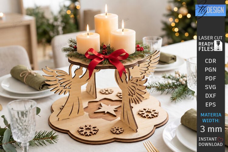 Christmas Candle Centerpiece Laser Cut | 3D Candle Holders example image 1