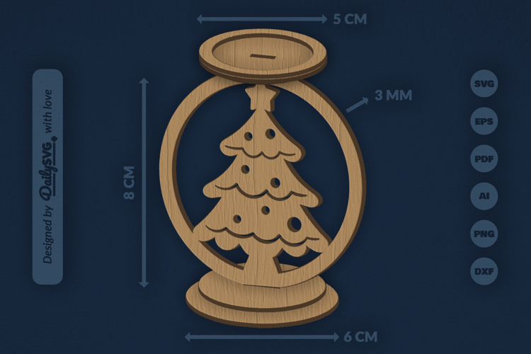 Christmas Candle Holder Laser Cut