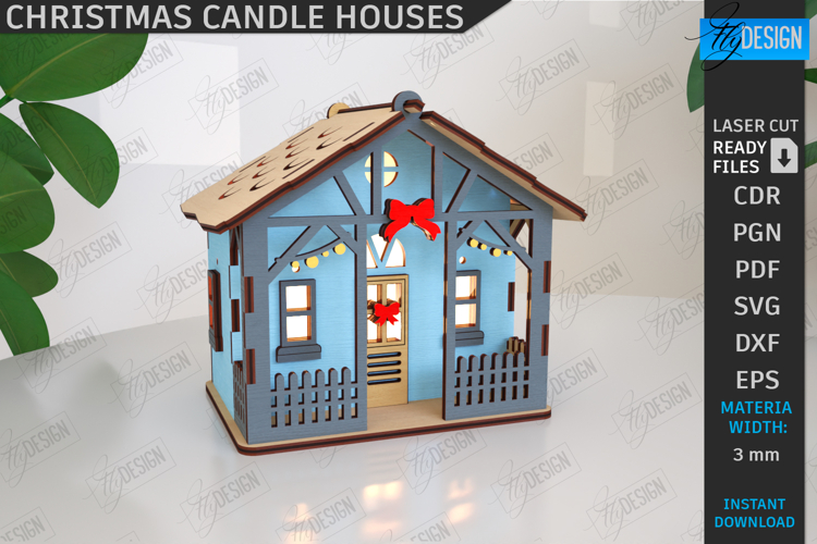 Christmas Candle Holder Laser Cut|Candlestick|Xmas House SVG