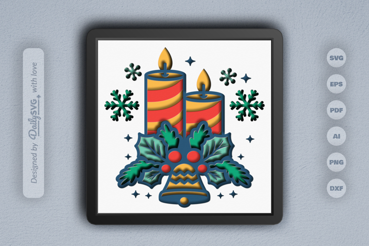 Christmas Candle Light Layered Papercut