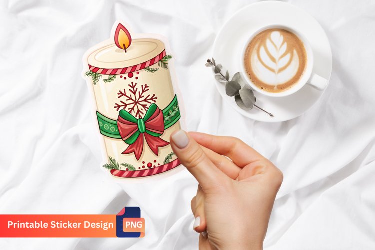 Christmas Candle Sticker, Holiday Candle Decal