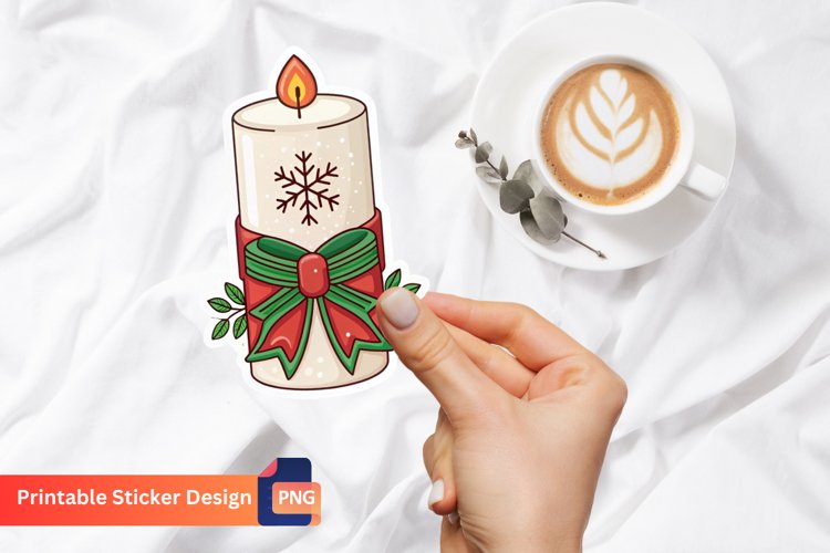 Christmas Candle Sticker, Holiday Candle Decal
