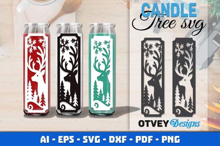 Christmas Candle Tree SVG Papercut example image 1