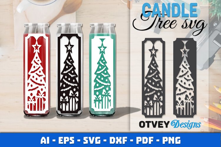 Christmas Candle Tree SVG Papercut example image 1
