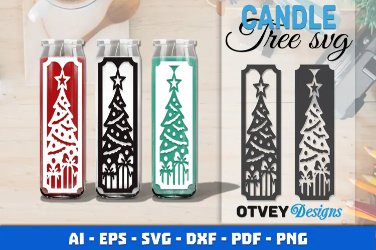Christmas Candle Tree SVG Papercut