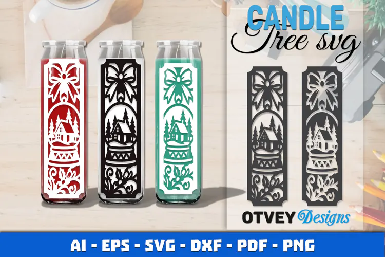 Christmas Candle Tree SVG Papercut