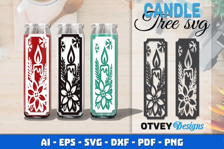 Christmas Candle Tree SVG Papercut example image 1