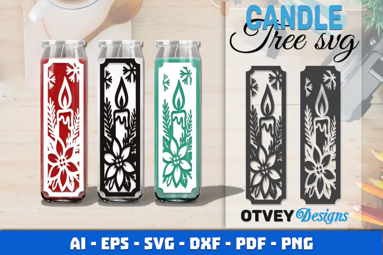 Christmas Candle Tree SVG Papercut