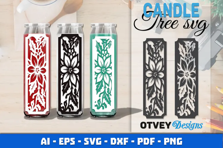 Christmas Candle Tree SVG Papercut