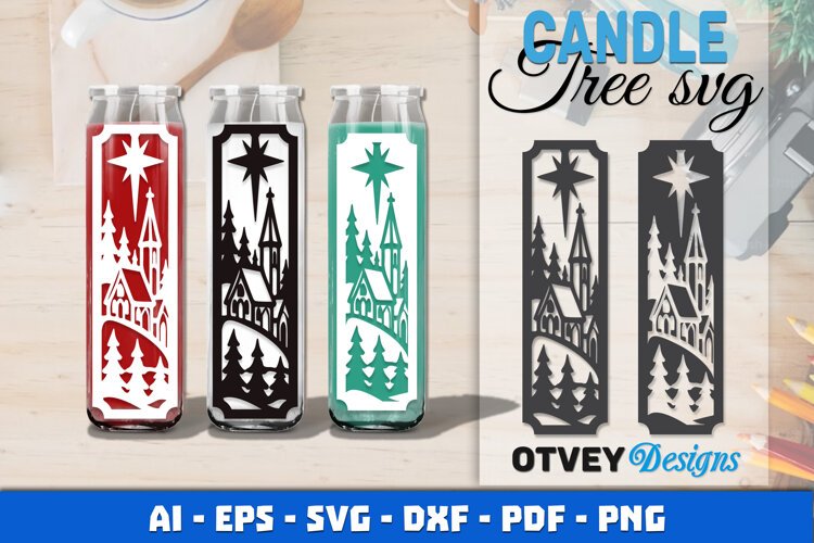 Christmas Candle Tree SVG Papercut example image 1