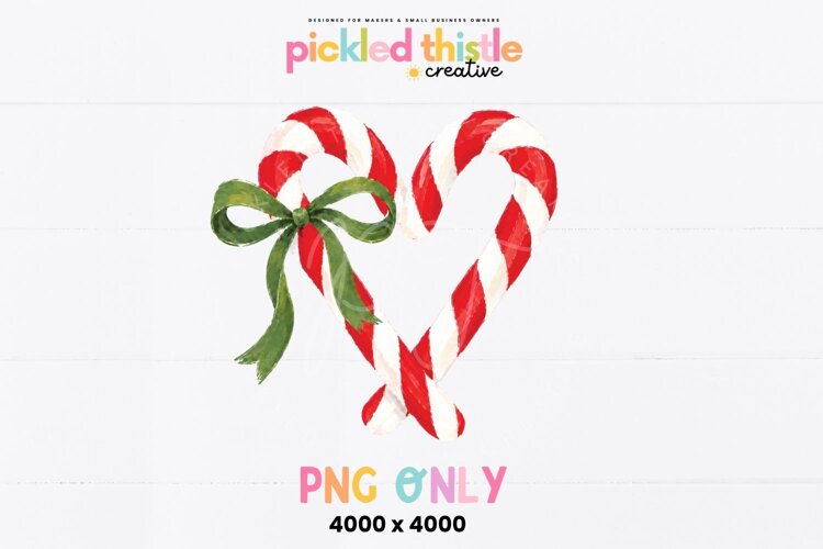 Candy Cane Heart PNG, Christmas Bow PNG example image 1