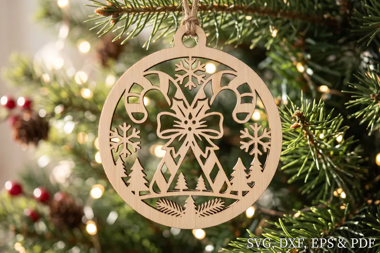 Christmas Candy Cane Ornament SVG File